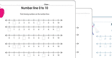 1st grade number lines worksheets, PDF printable