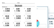 6th grade decimals - worksheets, PDF