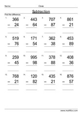 Subtraction 2 from 3 digit numbers