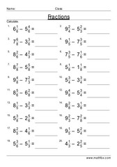 Subtraction of mixed fractions