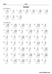 Decimals subtraction